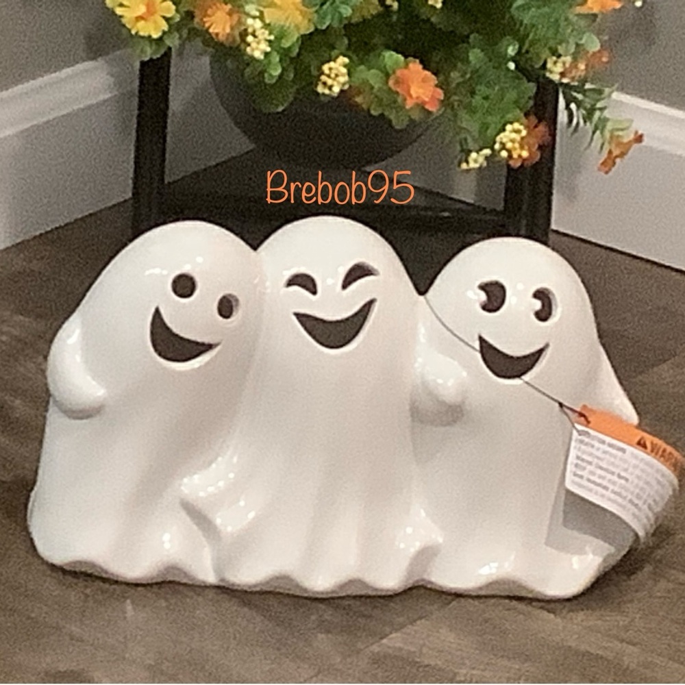 GOBLIN & GHOUL Ceramic Light Up Ghost Trio Halloween Decor 👻